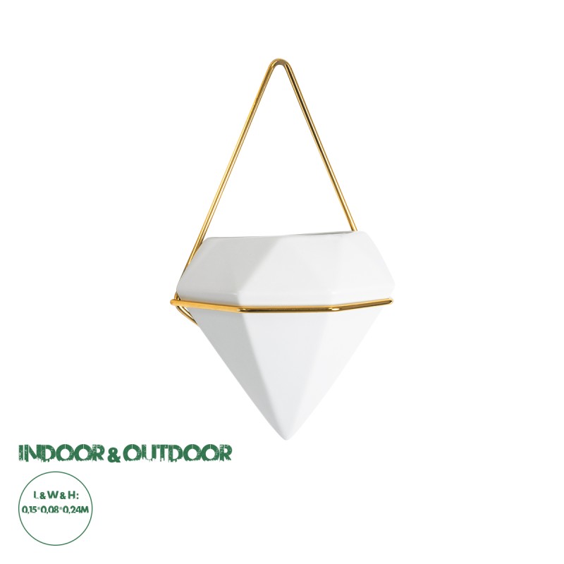 GloboStar® Artificial Garden LOUVRE 20533 Διακοσμητικό Κεραμικό Κασπώ Γλάστρα - Flower Pot Λευκό με Χρυσό Μ15 x Π8 x Υ24cm GloboStar® Artificial Garden LOUVRE 20533 Διακοσμητικό Κεραμικό Κασπώ Γλάστρα - Flower Pot Λευκό με Χρυσό Μ15 x Π8 x Υ24cm