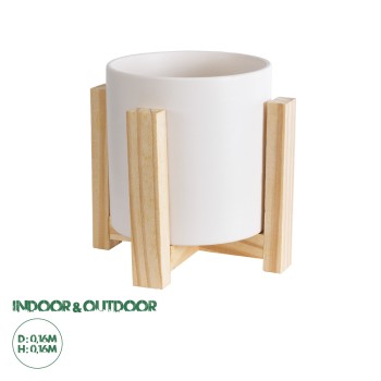 GloboStar® Artificial Garden PUERTO RICO 20542 Διακοσμητικό Κεραμικό Κασπώ Γλάστρα - Flower Pot Λευκό με Μπεζ Ξύλο Φ16 x Υ16cm GloboStar® Artificial Garden PUERTO RICO 20542 Διακοσμητικό Κεραμικό Κασπώ Γλάστρα - Flower Pot Λευκό με Μπεζ Ξύλο Φ16 x Υ16cm