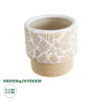 GloboStar® Artificial Garden RAFFAELO 20544 Διακοσμητικό Κεραμικό Κασπώ Γλάστρα - Flower Pot Μπεζ με Λευκό Φ11 x Υ11cm GloboStar® Artificial Garden RAFFAELO 20544 Διακοσμητικό Κεραμικό Κασπώ Γλάστρα - Flower Pot Μπεζ με Λευκό Φ11 x Υ11cm