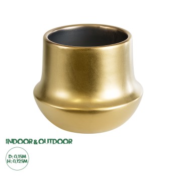 GloboStar® Artificial Garden KERKYRA 20547 Διακοσμητικό Κεραμικό Κασπώ Γλάστρα - Flower Pot Χρυσό Φ15 x Υ12.5cm GloboStar® Artificial Garden KERKYRA 20547 Διακοσμητικό Κεραμικό Κασπώ Γλάστρα - Flower Pot Χρυσό Φ15 x Υ12.5cm