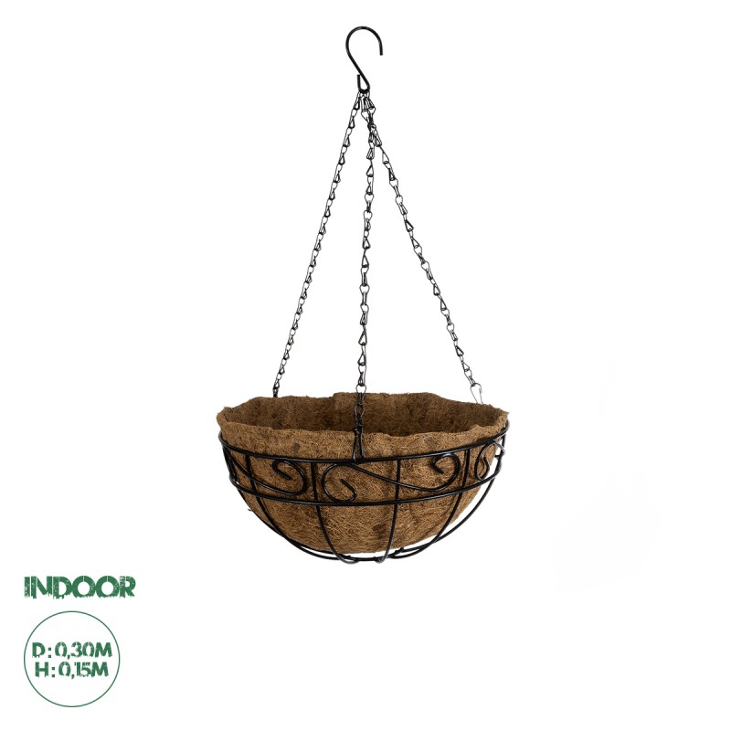 GloboStar® Artificial Garden KARYSTOS 20563 Κρεμαστό Διακοσμητικό Κασπώ Γλάστρα - Flower Pot από Φλοιό Καρύδας Καφέ με Μαύρη Μεταλλική Βάση Φ30 x Υ15cm GloboStar® Artificial Garden KARYSTOS 20563 Κρεμαστό Διακοσμητικό Κασπώ Γλάστρα - Flower Pot από Φλοιό Καρύδας Καφέ με Μαύρη Μεταλλική Βάση Φ30 x Υ15cm