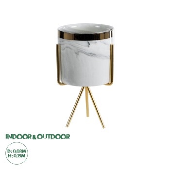 GloboStar® Artificial Garden ALASKA 20565 Διακοσμητικό Κεραμικό Κασπώ Γλάστρα - Flower Pot Λευκό με Χρυσή Μεταλλική Βάση και Μαύρες Λεπτομέρειες Φ8 x Υ15cm GloboStar® Artificial Garden ALASKA 20565 Διακοσμητικό Κεραμικό Κασπώ Γλάστρα - Flower Pot Λευκό με Χρυσή Μεταλλική Βάση και Μαύρες Λεπτομέρειες Φ8 x Υ15cm