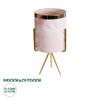 GloboStar® Artificial Garden COLORADO 20566 Διακοσμητικό Κεραμικό Κασπώ Γλάστρα - Flower Pot Ροζ με Χρυσή Μεταλλική Βάση και Λευκές Λεπτομέρειες Φ8 x Υ17cm GloboStar® Artificial Garden COLORADO 20566 Διακοσμητικό Κεραμικό Κασπώ Γλάστρα - Flower Pot Ροζ με Χρυσή Μεταλλική Βάση και Λευκές Λεπτομέρειες Φ8 x Υ17cm