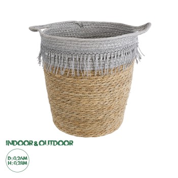 GloboStar® Artificial Garden SYROS 20571 Διακοσμητικό Πλεκτό Κασπώ Γλάστρα - Flower Pot Μπεζ με Γκρι Φ26 x Υ28cm GloboStar® Artificial Garden SYROS 20571 Διακοσμητικό Πλεκτό Κασπώ Γλάστρα - Flower Pot Μπεζ με Γκρι Φ26 x Υ28cm