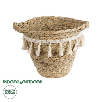 GloboStar® Artificial Garden SANTORINI 20572 Διακοσμητικό Πλεκτό Κασπώ Γλάστρα - Flower Pot Μπεζ με Λευκό Φ17 x Υ16cm GloboStar® Artificial Garden SANTORINI 20572 Διακοσμητικό Πλεκτό Κασπώ Γλάστρα - Flower Pot Μπεζ με Λευκό Φ17 x Υ16cm
