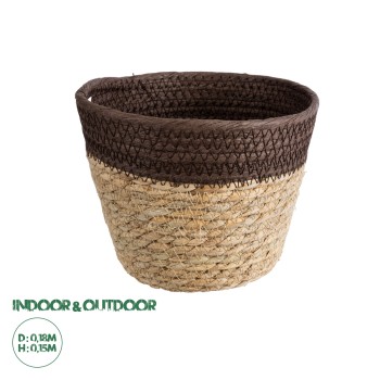 GloboStar® Artificial Garden LEFKADA 20574 Διακοσμητικό Πλεκτό Κασπώ Γλάστρα - Flower Pot Μπεζ με Καφέ Φ18 x Υ15cm GloboStar® Artificial Garden LEFKADA 20574 Διακοσμητικό Πλεκτό Κασπώ Γλάστρα - Flower Pot Μπεζ με Καφέ Φ18 x Υ15cm