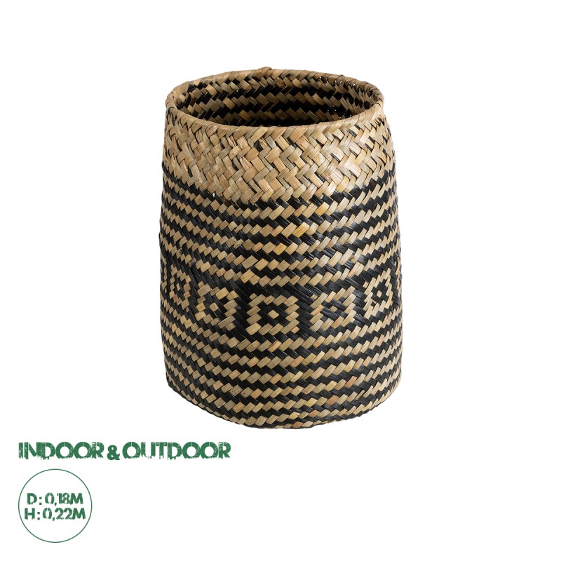 GloboStar® Artificial Garden INDIANA 20584 Διακοσμητικό Πλεκτό Καλάθι - Κασπώ Γλάστρα - Flower Pot Καφέ με Μαύρο Φ18 x Υ22cm GloboStar® Artificial Garden INDIANA 20584 Διακοσμητικό Πλεκτό Καλάθι - Κασπώ Γλάστρα - Flower Pot Καφέ με Μαύρο Φ18 x Υ22cm