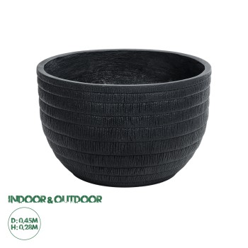 GloboStar® Artificial Garden VEGAS 20702 Διακοσμητικό Πολυεστερικό Τσιμεντένιο Κασπώ Γλάστρα - Flower Pot Μαύρο Φ45 x Υ28cm GloboStar® Artificial Garden VEGAS 20702 Διακοσμητικό Πολυεστερικό Τσιμεντένιο Κασπώ Γλάστρα - Flower Pot Μαύρο Φ45 x Υ28cm