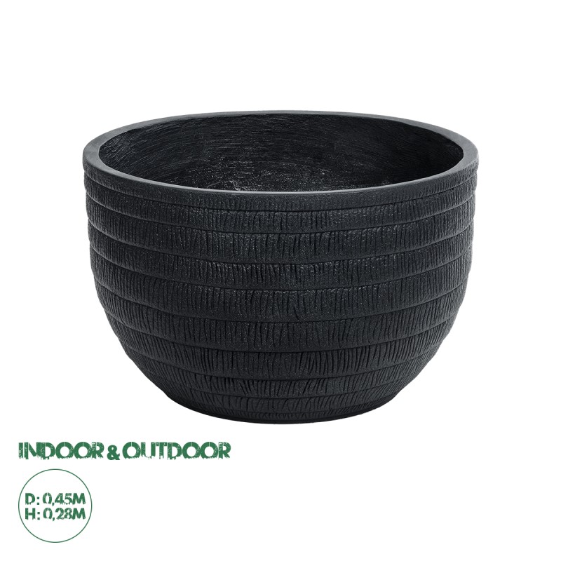 GloboStar® Artificial Garden VEGAS 20702 Διακοσμητικό Πολυεστερικό Τσιμεντένιο Κασπώ Γλάστρα - Flower Pot Μαύρο Φ45 x Υ28cm GloboStar® Artificial Garden VEGAS 20702 Διακοσμητικό Πολυεστερικό Τσιμεντένιο Κασπώ Γλάστρα - Flower Pot Μαύρο Φ45 x Υ28cm