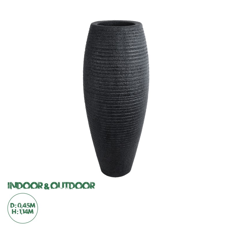 GloboStar® Artificial Garden NASHVILLE 20714 Επιδαπέδιο Πολυεστερικό Τσιμεντένιο Κασπώ Γλάστρα - Flower Pot Μαύρο Φ45 x Υ114cm GloboStar® Artificial Garden NASHVILLE 20714 Επιδαπέδιο Πολυεστερικό Τσιμεντένιο Κασπώ Γλάστρα - Flower Pot Μαύρο Φ45 x Υ114cm
