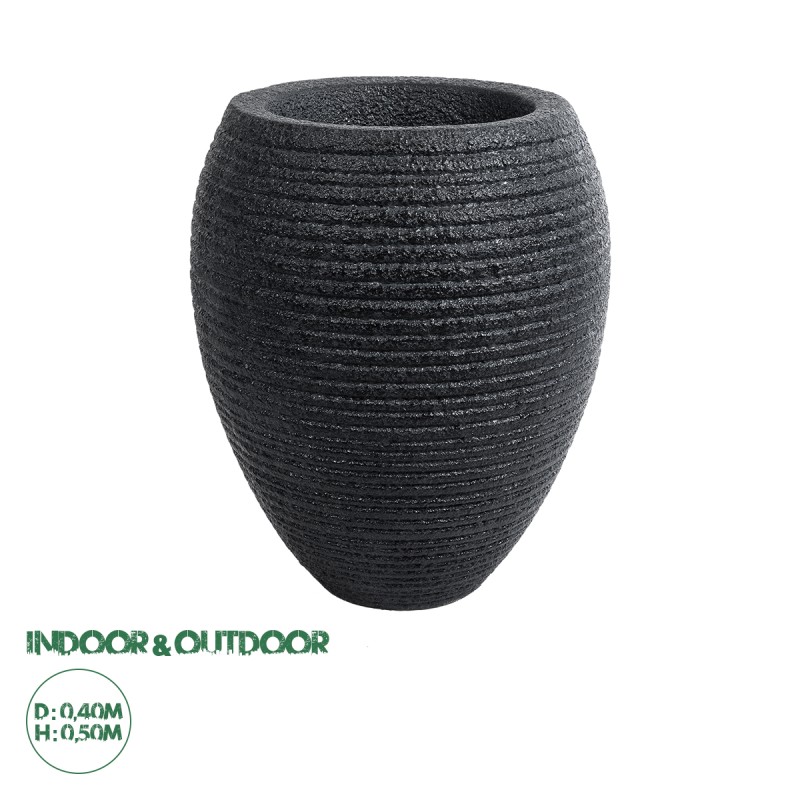 GloboStar® Artificial Garden NASHVILLE 20716 Επιδαπέδιο Πολυεστερικό Τσιμεντένιο Κασπώ Γλάστρα - Flower Pot Μαύρο Φ40 x Υ50cm GloboStar® Artificial Garden NASHVILLE 20716 Επιδαπέδιο Πολυεστερικό Τσιμεντένιο Κασπώ Γλάστρα - Flower Pot Μαύρο Φ40 x Υ50cm