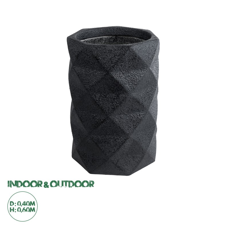 GloboStar® Artificial Garden GENOVA 20725 Επιδαπέδιο Πολυεστερικό Τσιμεντένιο Κασπώ Γλάστρα - Flower Pot Μαύρο Φ40 x Υ90cm GloboStar® Artificial Garden GENOVA 20725 Επιδαπέδιο Πολυεστερικό Τσιμεντένιο Κασπώ Γλάστρα - Flower Pot Μαύρο Φ40 x Υ90cm