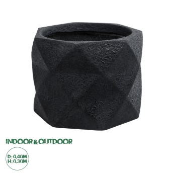 GloboStar® Artificial Garden GENOVA 20726 Επιδαπέδιο Πολυεστερικό Τσιμεντένιο Κασπώ Γλάστρα - Flower Pot Μαύρο Φ40 x Υ30cm GloboStar® Artificial Garden GENOVA 20726 Επιδαπέδιο Πολυεστερικό Τσιμεντένιο Κασπώ Γλάστρα - Flower Pot Μαύρο Φ40 x Υ30cm