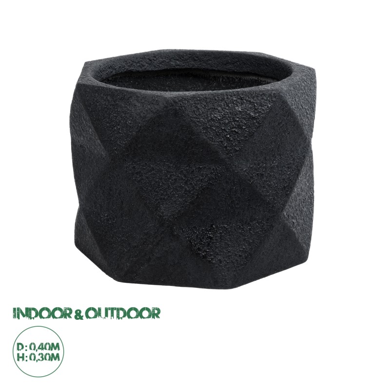 GloboStar® Artificial Garden GENOVA 20726 Επιδαπέδιο Πολυεστερικό Τσιμεντένιο Κασπώ Γλάστρα - Flower Pot Μαύρο Φ40 x Υ30cm GloboStar® Artificial Garden GENOVA 20726 Επιδαπέδιο Πολυεστερικό Τσιμεντένιο Κασπώ Γλάστρα - Flower Pot Μαύρο Φ40 x Υ30cm