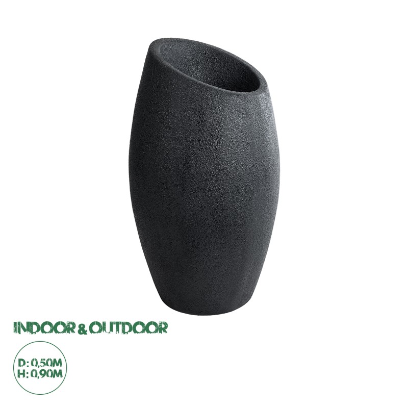 GloboStar® Artificial Garden MESTRE 20731 Επιδαπέδιο Πολυεστερικό Τσιμεντένιο Κασπώ Γλάστρα - Flower Pot Μαύρο Φ50 x Υ90cm GloboStar® Artificial Garden MESTRE 20731 Επιδαπέδιο Πολυεστερικό Τσιμεντένιο Κασπώ Γλάστρα - Flower Pot Μαύρο Φ50 x Υ90cm