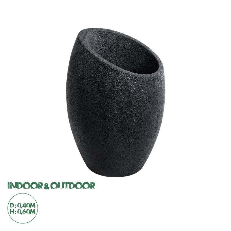 GloboStar® Artificial Garden MESTRE 20732 Επιδαπέδιο Πολυεστερικό Τσιμεντένιο Κασπώ Γλάστρα - Flower Pot Μαύρο Φ40 x Υ60cm GloboStar® Artificial Garden MESTRE 20732 Επιδαπέδιο Πολυεστερικό Τσιμεντένιο Κασπώ Γλάστρα - Flower Pot Μαύρο Φ40 x Υ60cm