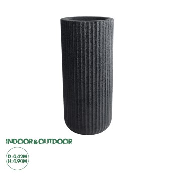 GloboStar® Artificial Garden MATERA 20734 Επιδαπέδιο Πολυεστερικό Τσιμεντένιο Κασπώ Γλάστρα - Flower Pot Μαύρο Φ42 x Υ90cm GloboStar® Artificial Garden MATERA 20734 Επιδαπέδιο Πολυεστερικό Τσιμεντένιο Κασπώ Γλάστρα - Flower Pot Μαύρο Φ42 x Υ90cm