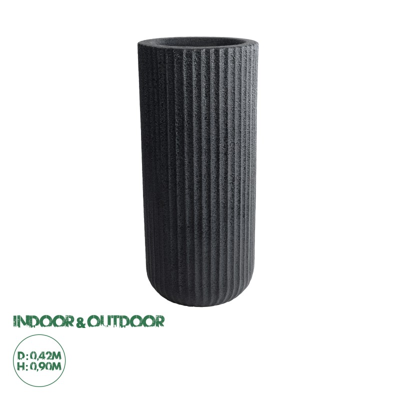 GloboStar® Artificial Garden MATERA 20734 Επιδαπέδιο Πολυεστερικό Τσιμεντένιο Κασπώ Γλάστρα - Flower Pot Μαύρο Φ42 x Υ90cm GloboStar® Artificial Garden MATERA 20734 Επιδαπέδιο Πολυεστερικό Τσιμεντένιο Κασπώ Γλάστρα - Flower Pot Μαύρο Φ42 x Υ90cm