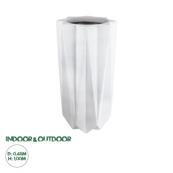 GloboStar® Artificial Garden PADOVA 20739 Επιδαπέδιο Πολυεστερικό Τσιμεντένιο Κασπώ Γλάστρα - Flower Pot Λευκό Φ48 x Υ100cm GloboStar® Artificial Garden PADOVA 20739 Επιδαπέδιο Πολυεστερικό Τσιμεντένιο Κασπώ Γλάστρα - Flower Pot Λευκό Φ48 x Υ100cm