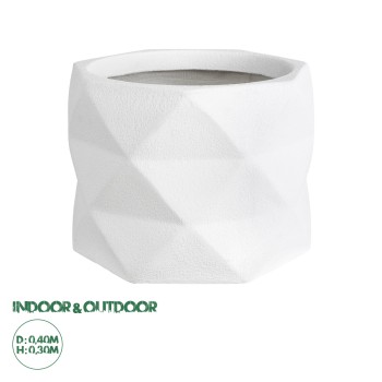 GloboStar® Artificial Garden VARENNA 20742 Επιδαπέδιο Πολυεστερικό Τσιμεντένιο Κασπώ Γλάστρα - Flower Pot Λευκό Φ40 x Υ30cm GloboStar® Artificial Garden VARENNA 20742 Επιδαπέδιο Πολυεστερικό Τσιμεντένιο Κασπώ Γλάστρα - Flower Pot Λευκό Φ40 x Υ30cm