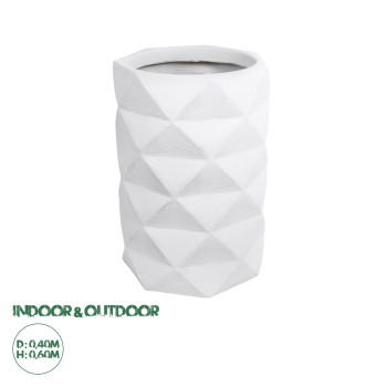 GloboStar® Artificial Garden VARENNA 20743 Επιδαπέδιο Πολυεστερικό Τσιμεντένιο Κασπώ Γλάστρα - Flower Pot Λευκό Φ40 x Υ60cm GloboStar® Artificial Garden VARENNA 20743 Επιδαπέδιο Πολυεστερικό Τσιμεντένιο Κασπώ Γλάστρα - Flower Pot Λευκό Φ40 x Υ60cm