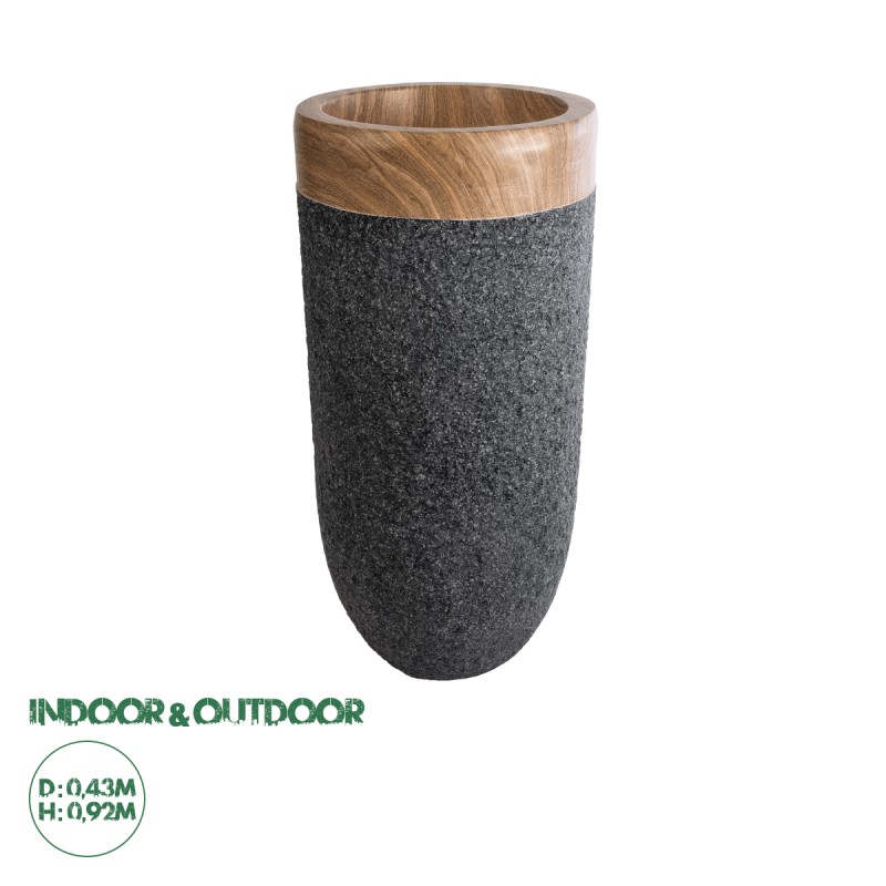 GloboStar® Artificial Garden BELLAGIO 20745 Επιδαπέδιο Πολυεστερικό Τσιμεντένιο Κασπώ Γλάστρα - Flower Pot Μαύρο με Καφέ Φ42 x Υ91cm GloboStar® Artificial Garden BELLAGIO 20745 Επιδαπέδιο Πολυεστερικό Τσιμεντένιο Κασπώ Γλάστρα - Flower Pot Μαύρο με Καφέ Φ42 x Υ91cm