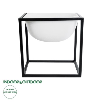 GloboStar® Artificial Garden FIORI 20754 Επιδαπέδιο Μεταλλικό Τσιμεντένιο Κασπώ Γλάστρα - Flower Pot Λευκό με Μαύρο Μ60 x Π40 x Υ60cm GloboStar® Artificial Garden FIORI 20754 Επιδαπέδιο Μεταλλικό Τσιμεντένιο Κασπώ Γλάστρα - Flower Pot Λευκό με Μαύρο Μ60 x Π40 x Υ60cm