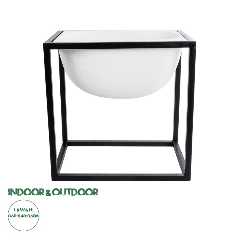 GloboStar® Artificial Garden FIORI 20754 Επιδαπέδιο Μεταλλικό Τσιμεντένιο Κασπώ Γλάστρα - Flower Pot Λευκό με Μαύρο Μ60 x Π40 x Υ60cm GloboStar® Artificial Garden FIORI 20754 Επιδαπέδιο Μεταλλικό Τσιμεντένιο Κασπώ Γλάστρα - Flower Pot Λευκό με Μαύρο Μ60 x Π40 x Υ60cm