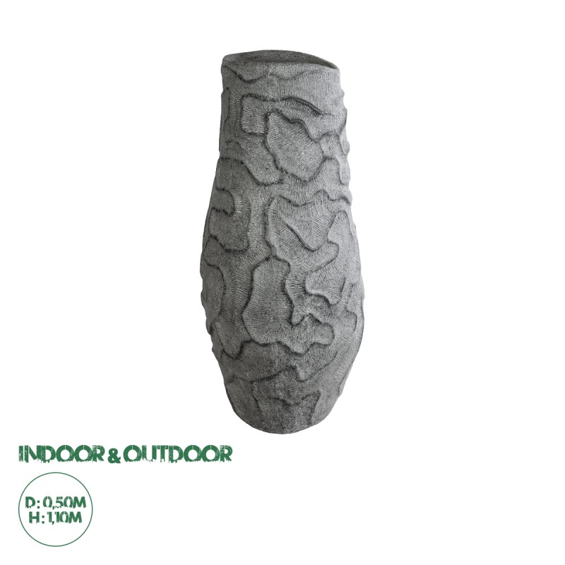 GloboStar® Artificial Garden GALICIA 20764 Επιδαπέδιο Πολυεστερικό Τσιμεντένιο Κασπώ Γλάστρα - Flower Pot Γκρι Φ50 x Υ110cm GloboStar® Artificial Garden GALICIA 20764 Επιδαπέδιο Πολυεστερικό Τσιμεντένιο Κασπώ Γλάστρα - Flower Pot Γκρι Φ50 x Υ110cm