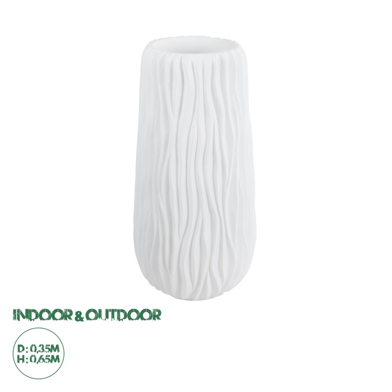 GloboStar® Artificial Garden ORIENTE 20768 Επιδαπέδιο Πολυεστερικό Τσιμεντένιο Κασπώ Γλάστρα - Flower Pot Λευκό Φ35 x Υ65cm GloboStar® Artificial Garden ORIENTE 20768 Επιδαπέδιο Πολυεστερικό Τσιμεντένιο Κασπώ Γλάστρα - Flower Pot Λευκό Φ35 x Υ65cm