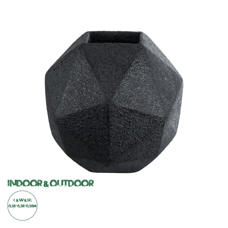 GloboStar® Artificial Garden CARNABY 20779 Επιδαπέδιο Πολυεστερικό Τσιμεντένιο Κασπώ Γλάστρα - Flower Pot Μαύρο Μ38 x Π38 x Υ38cm GloboStar® Artificial Garden CARNABY 20779 Επιδαπέδιο Πολυεστερικό Τσιμεντένιο Κασπώ Γλάστρα - Flower Pot Μαύρο Μ38 x Π38 x Υ38cm