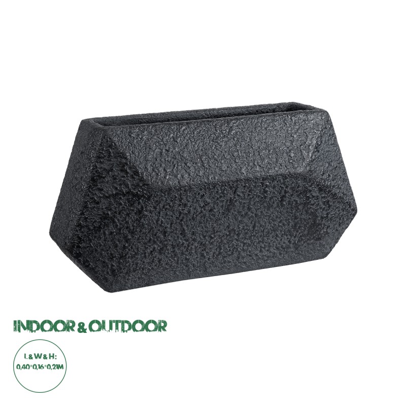 GloboStar® Artificial Garden GREENWICH 20785 Επιδαπέδιο Πολυεστερικό Τσιμεντένιο Κασπώ Γλάστρα - Flower Pot Μαύρο Μ40 x Π16 x Υ21cm GloboStar® Artificial Garden GREENWICH 20785 Επιδαπέδιο Πολυεστερικό Τσιμεντένιο Κασπώ Γλάστρα - Flower Pot Μαύρο Μ40 x Π16 x Υ21cm