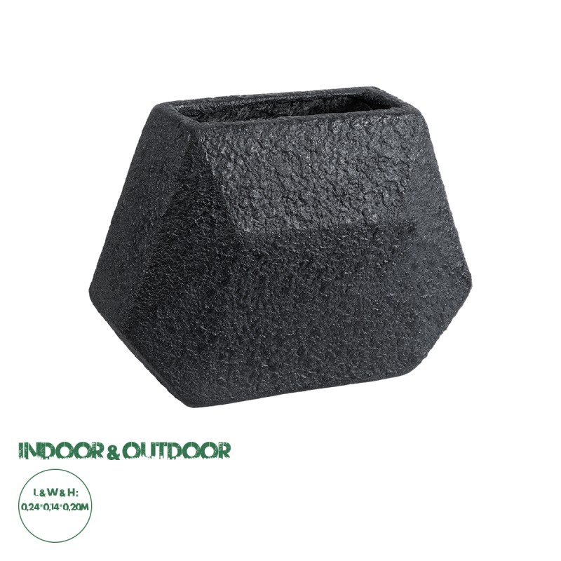 GloboStar® Artificial Garden GREENWICH 20787 Επιδαπέδιο Πολυεστερικό Τσιμεντένιο Κασπώ Γλάστρα - Flower Pot Μαύρο Μ24 x Π14 x Υ20cm GloboStar® Artificial Garden GREENWICH 20787 Επιδαπέδιο Πολυεστερικό Τσιμεντένιο Κασπώ Γλάστρα - Flower Pot Μαύρο Μ24 x Π14 x Υ20cm