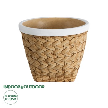 GloboStar® Artificial Garden NOTTING 20803 Διακοσμητικό Πολυεστερικό Τσιμεντένιο Κασπώ Γλάστρα - Flower Pot Μπεζ με Λευκό Φ20 x Υ16cm GloboStar® Artificial Garden NOTTING 20803 Διακοσμητικό Πολυεστερικό Τσιμεντένιο Κασπώ Γλάστρα - Flower Pot Μπεζ με Λευκό Φ20 x Υ16cm