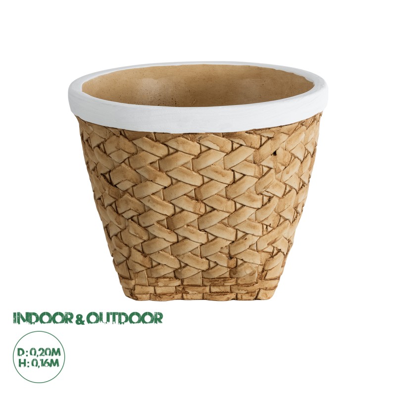 GloboStar® Artificial Garden NOTTING 20803 Διακοσμητικό Πολυεστερικό Τσιμεντένιο Κασπώ Γλάστρα - Flower Pot Μπεζ με Λευκό Φ20 x Υ16cm GloboStar® Artificial Garden NOTTING 20803 Διακοσμητικό Πολυεστερικό Τσιμεντένιο Κασπώ Γλάστρα - Flower Pot Μπεζ με Λευκό Φ20 x Υ16cm