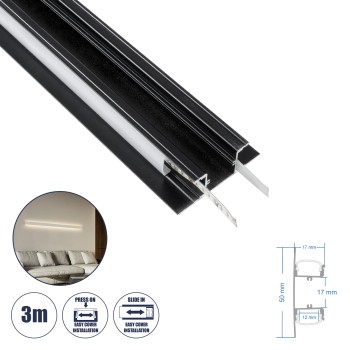 GLOBOSTAR® ALP-WALL-UPDOWN CONCEALED 70845-3M Επιφανειακό Προφίλ Αλουμινίου Ειδικό για Δημιουργία Κρυφού Φωτισμού Up & Down με Λευκό Γαλακτερό Πατητό Κάλυμμα για Ταινίες LED IP20 - Μαύρο & Λευκό - Μ300 x Π5 x Υ1.7cm GLOBOSTAR® ALP-WALL-UPDOWN CONCEALED 70845-3M Επιφανειακό Προφίλ Αλουμινίου Ειδικό για Δημιουργία Κρυφού Φωτισμού Up & Down με Λευκό Γαλακτερό Πατητό Κάλυμμα για Ταινίες LED IP20 - Μαύρο & Λευκό - Μ300 x Π5 x Υ1.7cm