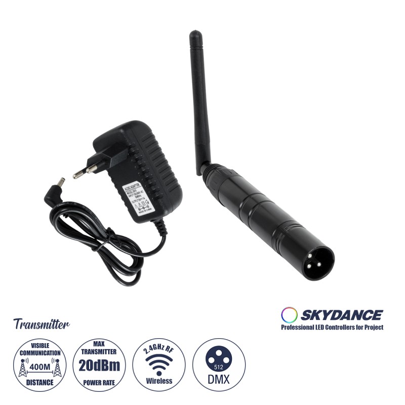 GLOBOSTAR® SKYDANCE-DM-WT 71577 DMX512 Ασύρματος Πομπός RF 2.4Ghz ISM GFSK 20dBm 400m Αρσενικό XLR3 DC 5V IP20 - Μ1.9 x Π1.9 x Υ22cm - 5 Χρόνια Εγγύηση GLOBOSTAR® SKYDANCE-DM-WT 71577 DMX512 Ασύρματος Πομπός RF 2.4Ghz ISM GFSK 20dBm 400m Αρσενικό XLR3 DC 5V IP20 - Μ1.9 x Π1.9 x Υ22cm - 5 Χρόνια Εγγύηση