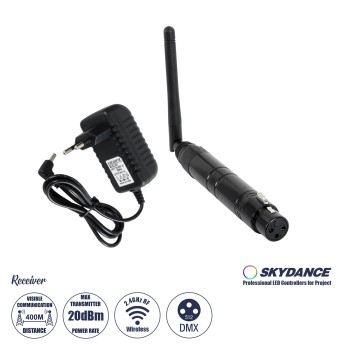 GLOBOSTAR® SKYDANCE-DM-WR 71578 DMX512 Ασύρματος Δέκτης RF 2.4Ghz ISM GFSK 20dBm 400m Θηλυκό XLR3 DC 5V IP20 - Μ1.9 x Π1.9 x Υ22cm - 5 Χρόνια Εγγύηση GLOBOSTAR® SKYDANCE-DM-WR 71578 DMX512 Ασύρματος Δέκτης RF 2.4Ghz ISM GFSK 20dBm 400m Θηλυκό XLR3 DC 5V IP20 - Μ1.9 x Π1.9 x Υ22cm - 5 Χρόνια Εγγύηση