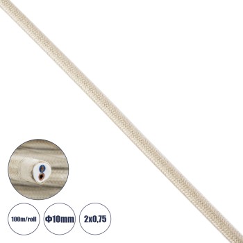 GloboStar® 77627 Στρογγυλό Υφασμάτινο Καλώδιο 1m 2 x 0.75mm² Μπεζ GloboStar® 77627 Στρογγυλό Υφασμάτινο Καλώδιο 1m 2 x 0.75mm² Μπεζ