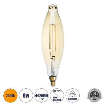 GLOBOSTAR® AVOCADOS 99167 Λάμπα E27 BTT80 LED 8W 650lm 360° AC 220-240V IP20 Ultra Θερμό Λευκό 2200K Dimmable - Long Filament Chip - Μελί - Μ12 x Π12 x Υ44cm - 3 Χρόνια Εγγύηση GLOBOSTAR® AVOCADOS 99167 Λάμπα E27 BTT80 LED 8W 650lm 360° AC 220-240V IP20 Ultra Θερμό Λευκό 2200K Dimmable - Long Filament Chip - Μελί - Μ12 x Π12 x Υ44cm - 3 Χρόνια Εγγύηση