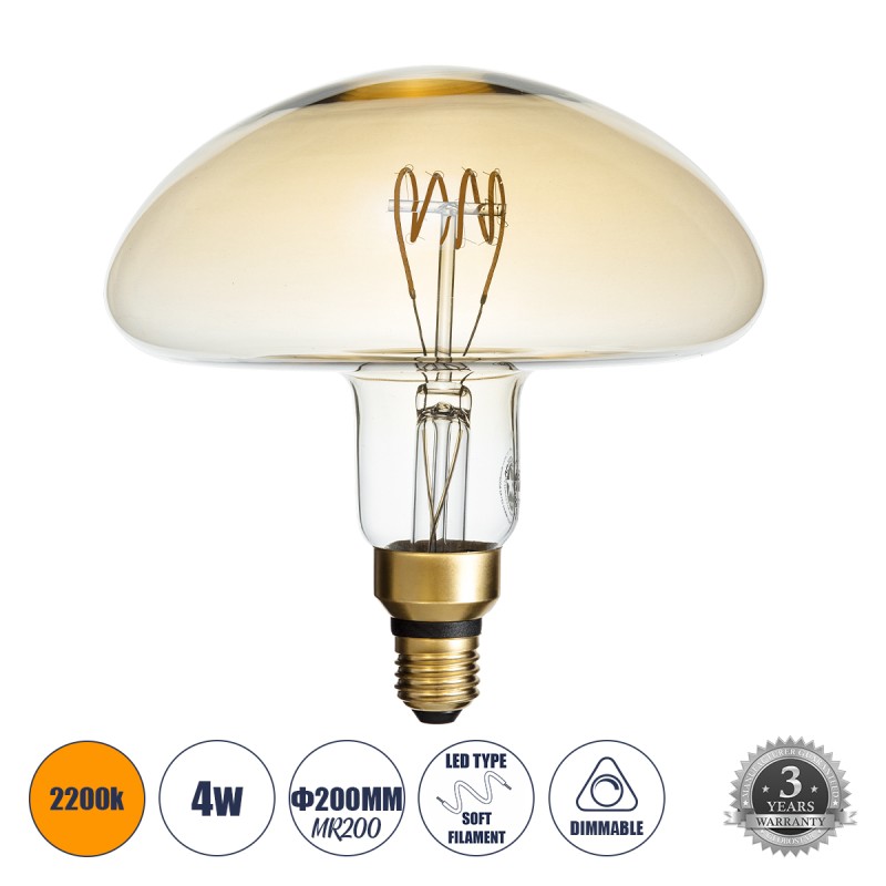 GLOBOSTAR® MUSHROOM 99173 Λάμπα E27 MR200 LED 4W 280lm 360° AC 220-240V IP20 Ultra Θερμό Λευκό 2200K Dimmable - Soft T Spiral Filament Chip - Μελί - Μ20 x Π20 x Υ20cm - 3 Χρόνια Εγγύηση GLOBOSTAR® MUSHROOM 99173 Λάμπα E27 MR200 LED 4W 280lm 360° AC 220-240V IP20 Ultra Θερμό Λευκό 2200K Dimmable - Soft T Spiral Filament Chip - Μελί - Μ20 x Π20 x Υ20cm - 3 Χρόνια Εγγύηση