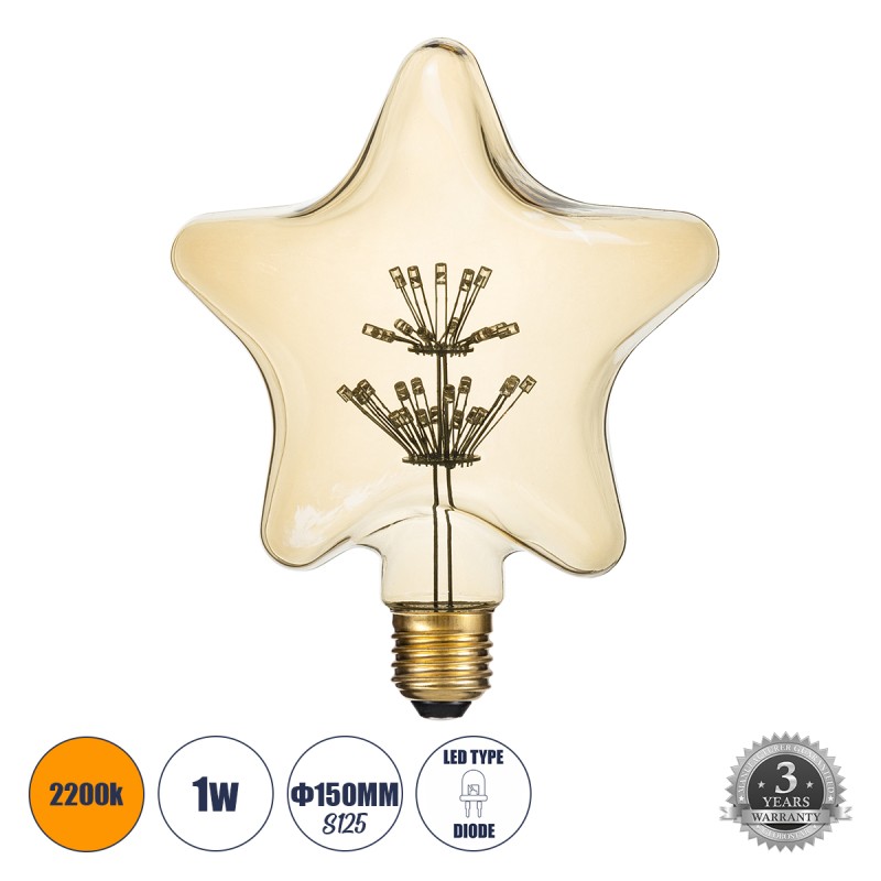 GLOBOSTAR® DECOSTAR 99207 Λάμπα E27 S125 LED 1W 70lm 360° AC 220-240V IP20 Ultra Θερμό Λευκό 2200K - Diode HP Filament Chip - Μελί - Μ15 x Π6 x Υ16cm - 3 Χρόνια Εγγύηση GLOBOSTAR® DECOSTAR 99207 Λάμπα E27 S125 LED 1W 70lm 360° AC 220-240V IP20 Ultra Θερμό Λευκό 2200K - Diode HP Filament Chip - Μελί - Μ15 x Π6 x Υ16cm - 3 Χρόνια Εγγύηση