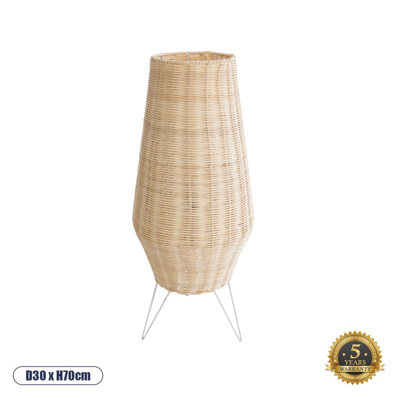 GloboStar® BOLSON 02012 Boho Επιδαπέδιο Φωτιστικό Μονόφωτο 1 x E27 IP20 Μπεζ Ξύλο με Λευκό Μέταλλο - Μ30 x Π30 x Υ70cm GloboStar® BOLSON 02012 Boho Επιδαπέδιο Φωτιστικό Μονόφωτο 1 x E27 IP20 Μπεζ Ξύλο με Λευκό Μέταλλο - Μ30 x Π30 x Υ70cm