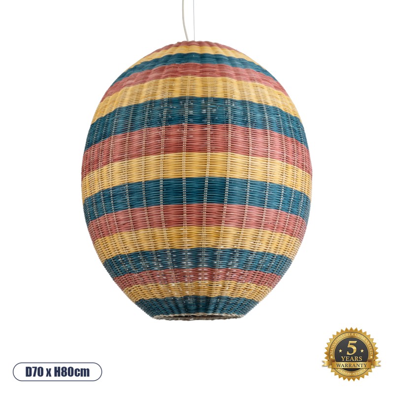 GLOBOSTAR® CABALLEROS 02066 Boho Κρεμαστό Φωτιστικό Οροφής με Ντουί 1 x E27 AC 220-240V IP20 - Πολύχρωμο - Μ70 x Π70 x Υ80cm