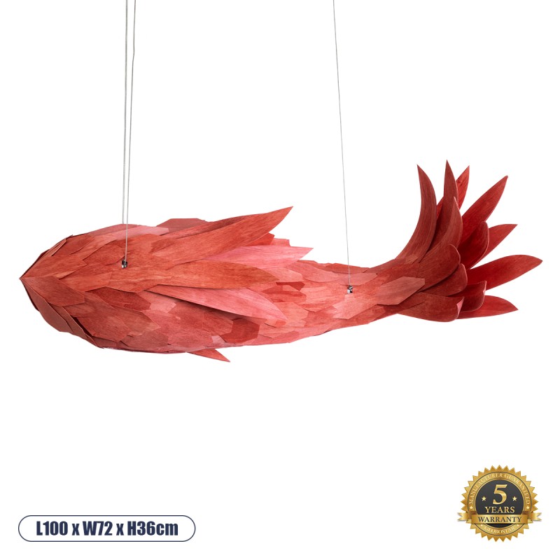 GLOBOSTAR® GOURAMI 02361 Μοντέρνο Κρεμαστό Φωτιστικό Οροφής με Ντουί 1 x E27 AC 220-240V IP20 - Κόκκινο - Μ100 x Π72 x Υ36cm GLOBOSTAR® GOURAMI 02361 Μοντέρνο Κρεμαστό Φωτιστικό Οροφής με Ντουί 1 x E27 AC 220-240V IP20 - Κόκκινο - Μ100 x Π72 x Υ36cm