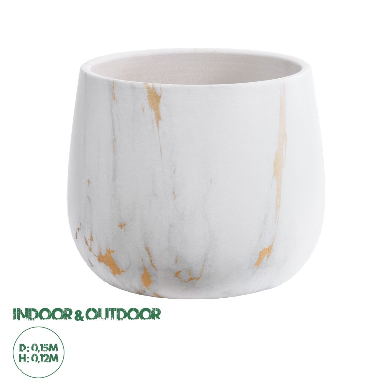 GloboStar® Artificial Garden NICE 20550 Διακοσμητικό Κεραμικό Κασπώ Γλάστρα - Flower Pot Λευκό με Χρυσές Λεπτομέρειες Φ15 x Υ12cm GloboStar® Artificial Garden NICE 20550 Διακοσμητικό Κεραμικό Κασπώ Γλάστρα - Flower Pot Λευκό με Χρυσές Λεπτομέρειες Φ15 x Υ12cm