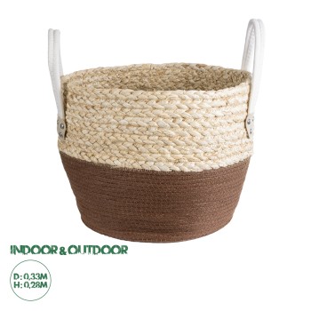 GloboStar® Artificial Garden CAROLINA 20580 Διακοσμητικό Πλεκτό Κασπώ Γλάστρα - Flower Pot Μπεζ με Καφέ και Λευκό Φ33 x Υ28cm GloboStar® Artificial Garden CAROLINA 20580 Διακοσμητικό Πλεκτό Κασπώ Γλάστρα - Flower Pot Μπεζ με Καφέ και Λευκό Φ33 x Υ28cm