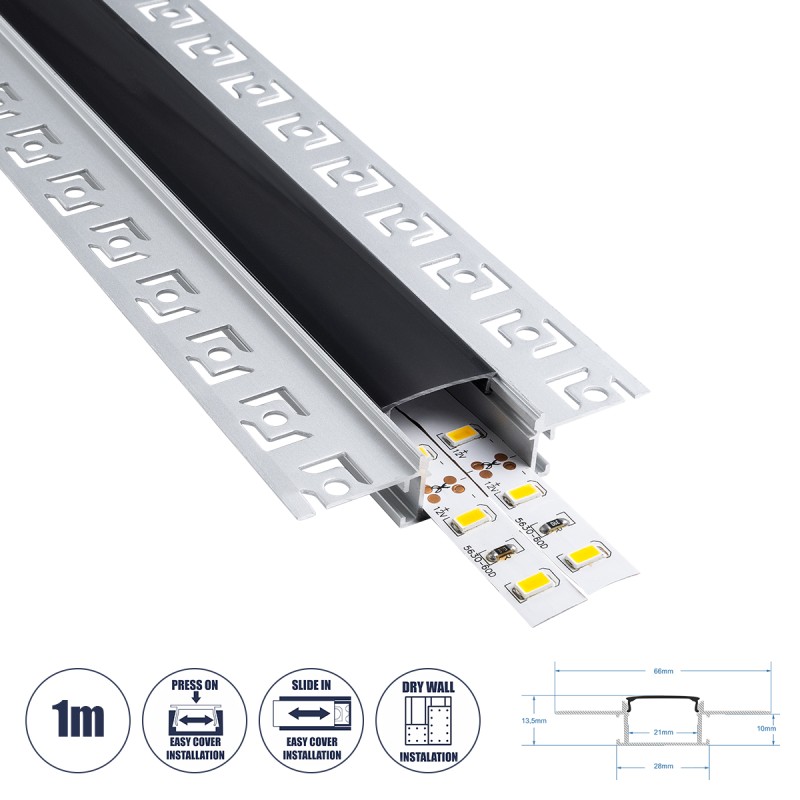 GloboStar® PLASTERBOARD-PROFILE 70820-1M Προφίλ Αλουμινίου - Βάση & Ψύκτρα Ταινίας LED με Μαύρο Φιμέ Κάλυμμα - Χωνευτή Χρήση σε Γυψοσανίδα - Trimless - Πατητό Κάλυμμα - Ασημί - 1 Μέτρο - Μ100 x Π6.7 x Υ1.4cm GloboStar® PLASTERBOARD-PROFILE 70820-1M Προφίλ Αλουμινίου - Βάση & Ψύκτρα Ταινίας LED με Μαύρο Φιμέ Κάλυμμα - Χωνευτή Χρήση σε Γυψοσανίδα - Trimless - Πατητό Κάλυμμα - Ασημί - 1 Μέτρο - Μ100 x Π6.7 x Υ1.4cm