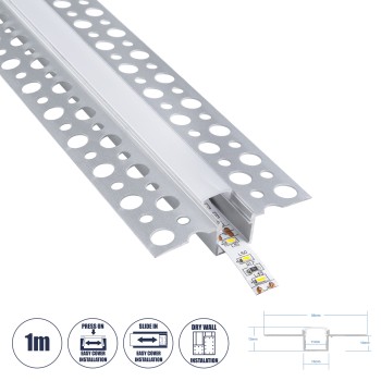 GloboStar® PLASTERBOARD-PROFILE 70838-1M Προφίλ Αλουμινίου - Βάση & Ψύκτρα Ταινίας LED με Λευκό Γαλακτερό Κάλυμμα - Χωνευτή Χρήση σε Γυψοσανίδα - Trimless - Πατητό Κάλυμμα - Ασημί - 1 Μέτρο - Μ100 x Π5.6 x Υ1.5cm GloboStar® PLASTERBOARD-PROFILE 70838-1M Προφίλ Αλουμινίου - Βάση & Ψύκτρα Ταινίας LED με Λευκό Γαλακτερό Κάλυμμα - Χωνευτή Χρήση σε Γυψοσανίδα - Trimless - Πατητό Κάλυμμα - Ασημί - 1 Μέτρο - Μ100 x Π5.6 x Υ1.5cm