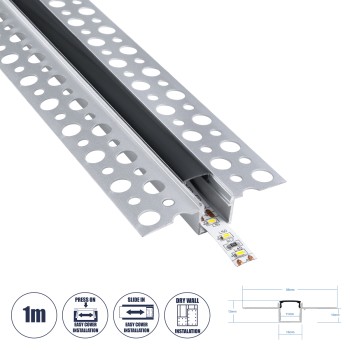 GloboStar® PLASTERBOARD-PROFILE 70839-1M Προφίλ Αλουμινίου - Βάση & Ψύκτρα Ταινίας LED με Μαύρο Φιμέ Κάλυμμα - Χωνευτή Χρήση σε Γυψοσανίδα - Trimless - Πατητό Κάλυμμα - Ασημί - 1 Μέτρο - Μ100 x Π5.6 x Υ1.5cm GloboStar® PLASTERBOARD-PROFILE 70839-1M Προφίλ Αλουμινίου - Βάση & Ψύκτρα Ταινίας LED με Μαύρο Φιμέ Κάλυμμα - Χωνευτή Χρήση σε Γυψοσανίδα - Trimless - Πατητό Κάλυμμα - Ασημί - 1 Μέτρο - Μ100 x Π5.6 x Υ1.5cm